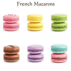 Colorful French Macarons Image with Bright Pastel Flavors Set and "French Macarons" Text, Perfect for Dessert Lovers and Food Bloggers