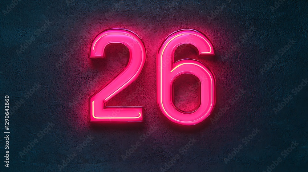 Poster a vibrant neon sign displaying the number 