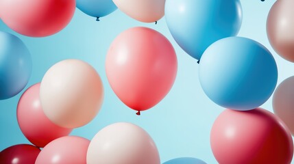 Colorful Balloons in Dynamic Arrangement, Symbolizing Joy and Creativity