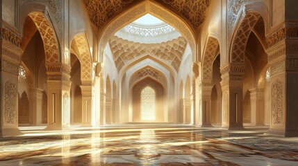 Fototapeta premium Majestic Interior of an Ornate Historic Palace with Grand Arches