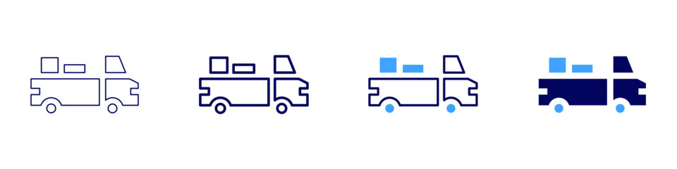 Truck fleet management icon in 4 different styles. Thin Line, Line, Bold Line, Duotone. Duotone style. Editable stroke