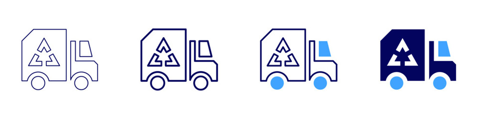 Truck fleet solutions icon in 4 different styles. Thin Line, Line, Bold Line, Duotone. Duotone style. Editable stroke