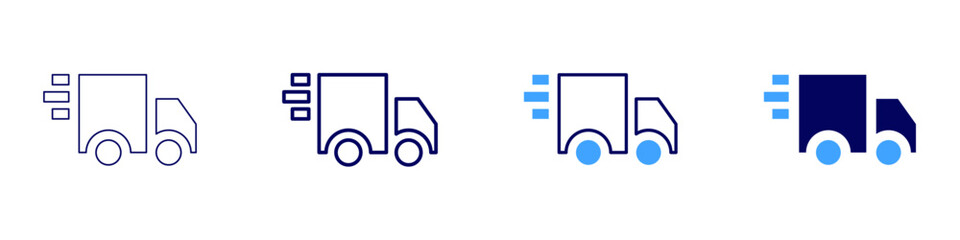 Truck features icon in 4 different styles. Thin Line, Line, Bold Line, Duotone. Duotone style. Editable stroke