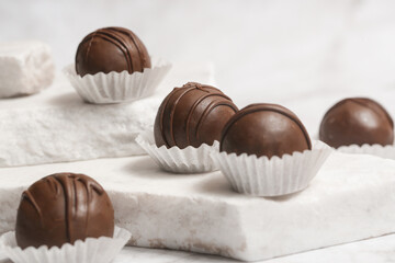 Classic chocolate truffles coated in dark chocolate	