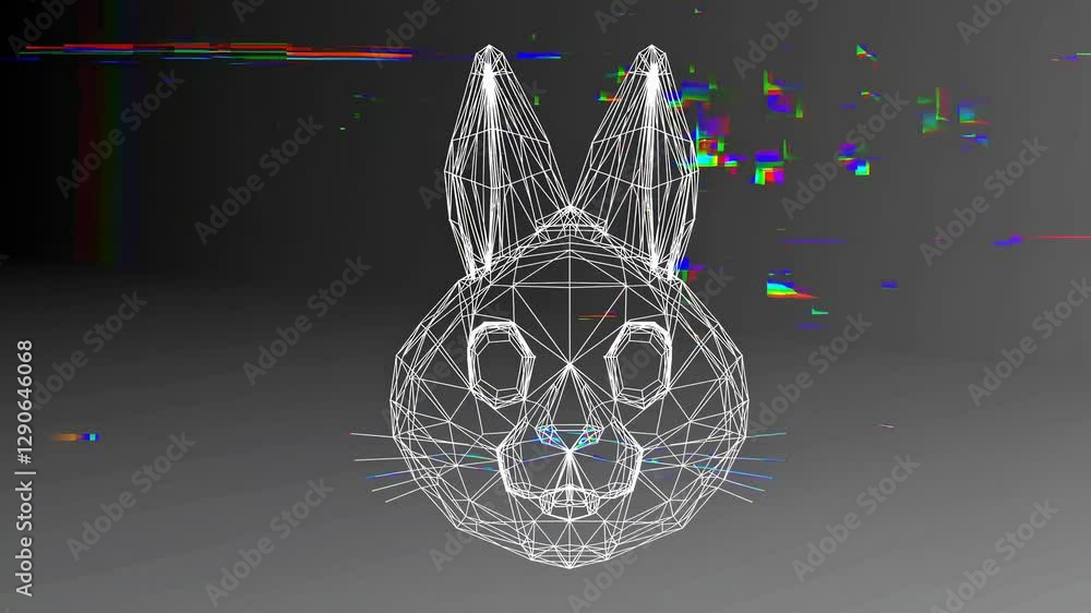 Aufkleber glitch art style video frame with a front-facing camera angle, featuring abstract lines and digital 