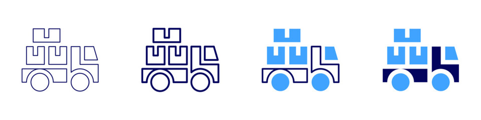 Truck insurance for icon in 4 different styles. Thin Line, Line, Bold Line, Duotone. Duotone style. Editable stroke