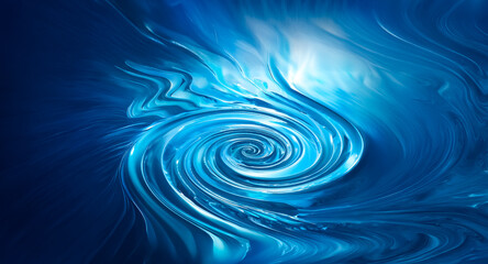 Abstract blue and white swirl, resembling a liquid vortex or flowing motion, creating a dynamic and ethereal visual with depth and energy.