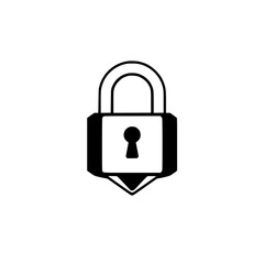 Simplified black and white drawing of a padlock in an elegant minimalist style with a keyhole.