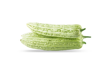 fresh momordica charantia on a white,isolated
