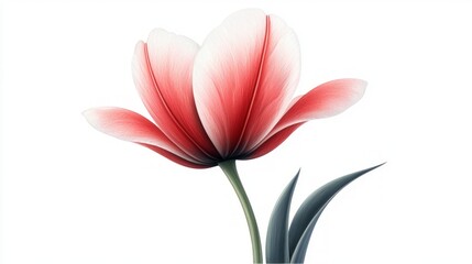 Fototapeta premium Elegant Red and White Tulip Flower Bloom Botanical Illustration Nature Photography