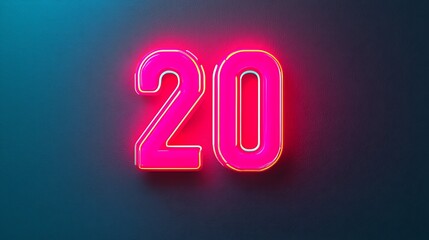 Bright neon "20" against a blue background, creating a modern and vibrant aesthetic.