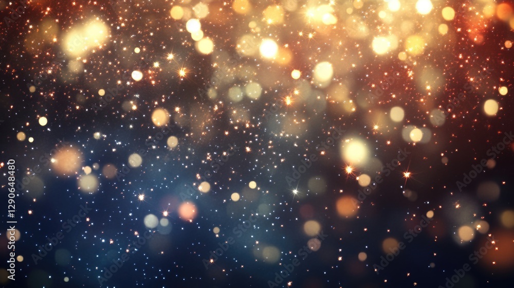 Poster bokeh lights in warm tones creating a magical glittering effect