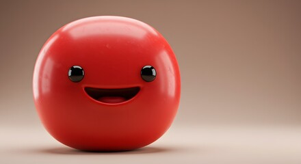 Cheerful Red Emoticon: A 3D Rendered Happy Face