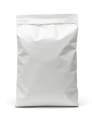white blank bag for rice or grain packaging, isolated on a white background, for product photography.