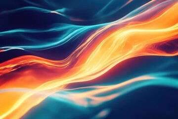Obraz premium Dynamiczny ruch energii falowej z płynnymi kształtami w żywych kolorach abstrakcyjna sztuka współczesny design cyfrowe środowisko punkt widzenia z bliska