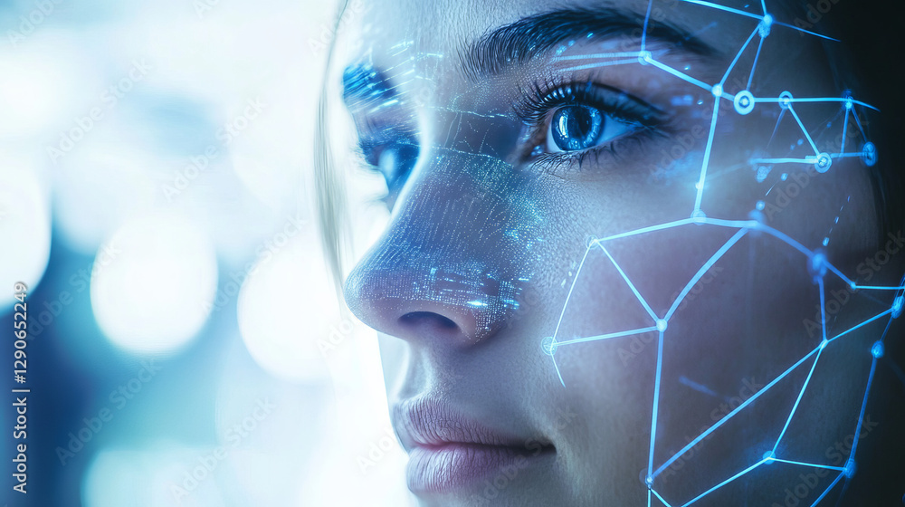 Poster recognition technology vector illustration. face, voice, fingerprint recognizer. authentication syst