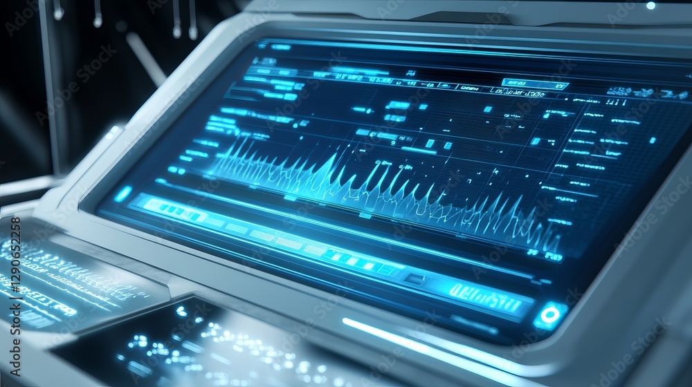 Poster futuristic digital interface screen display technology neon blue modern graphic user interface hud c
