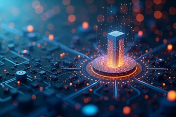 Blockchain, AI, and Big Data in a Futuristic Cityscape