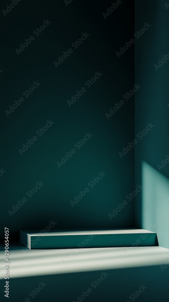 Poster minimalist design featuring a round table basking in natural light with shadows casting on a texture