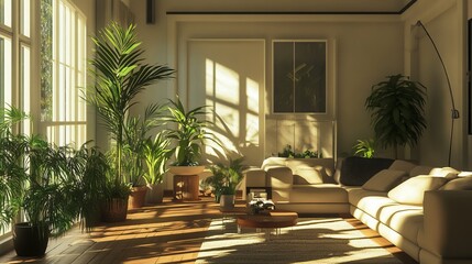 Indoor Plants Arranged Beautifully Near a Large Window in a Modern Living Space Filled With Natural Light