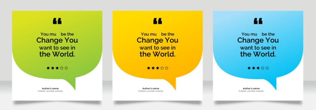 Social media post motivation quote template. 3D bubble testimonial banner, quote, infographic. Good for Inspirational speech bubbles, quote bubbles and text box.