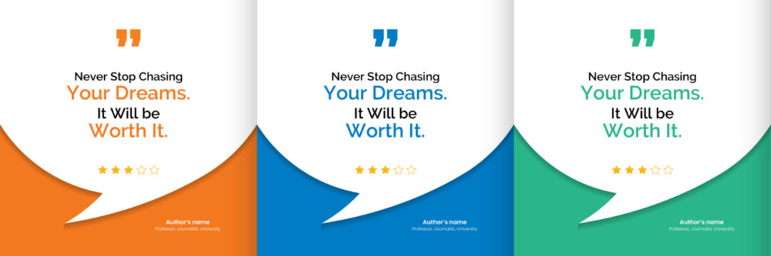 Social media post motivation quote template. 3D bubble testimonial banner, quote, infographic. Good for Inspirational speech bubbles, quote bubbles and text box.
