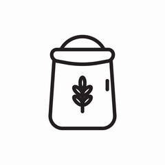 Flour bag baking ingredient icon vector sign