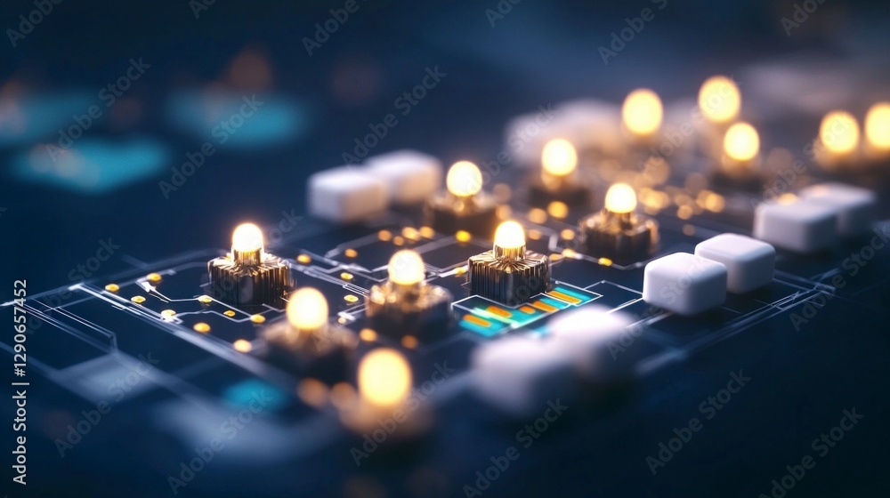 Poster illuminated circuit board abstract technology background
