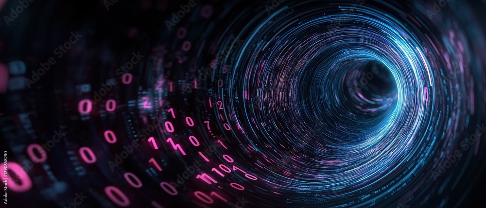 Aufkleber digital art piece that appears to be a tunnel or a tunnel-like structure. the background is dark and