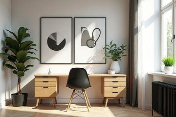 Modern graphic design studio corner showcasing clean, minimalist aesthetics and creative workspace design.