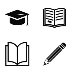 Student and Study Icons in Simple Design