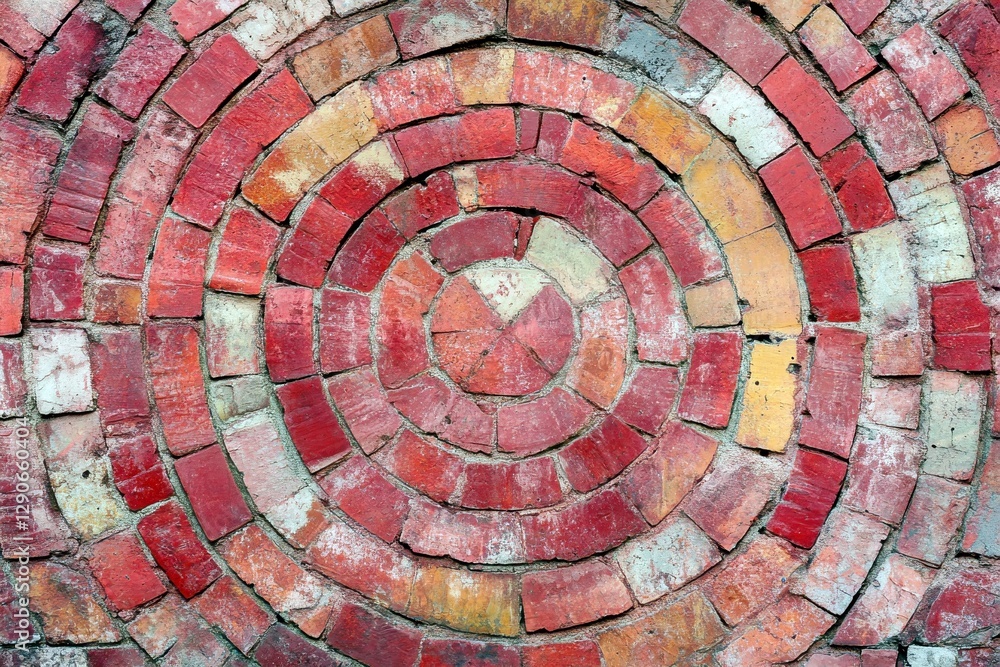 Poster colorful circular pattern created with mosaic brick design