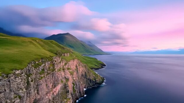 Cliffs at Ei&eth;i Tangor, Faroe Islands at Golden Hour