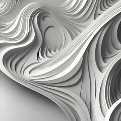3D white geometric abstract background overlaps layer on bright space with wave decoration. Minimalist modern graphic design element cutout style concept for banner, flyer, card