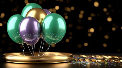 Festive Balloons  Confetti    Gold Streamers  Party Celebration Backdrop