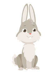Cartoon rabbit. Bunny pet silhouette. Cute animal isolated icon. Vector rabbit character illustration