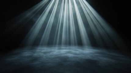 Dark and eerie scene with a dark background. in the center of the image, there is a large beam of light that is shining down from the top, creating a dramatic and dramatic effect.