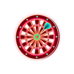 Obraz premium Dartboard holographic 3D icon. neon symbol vector illustration isolated on white background. Generative AI