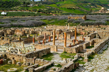 L'area archeologica di Bulla Regia,con i resti dell'antica città Romana e le abitazioni...