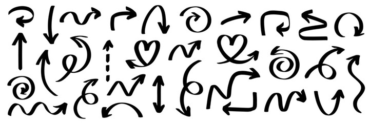Hand Drawn arrows vector illustrations set