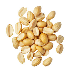 Tasty and nutritious peanuts isolated on transparent white background, clipping path