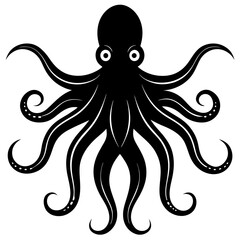 Octopus Silhouette Vector Icon High-Quality Design on White Background.