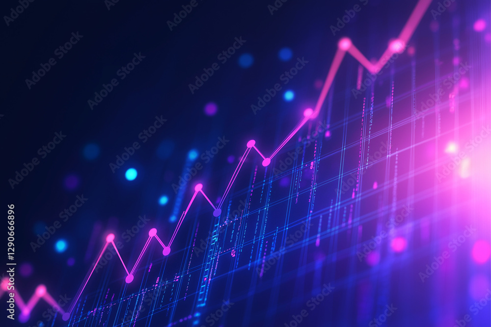 Poster abstract financial graph with uptrend arrows line