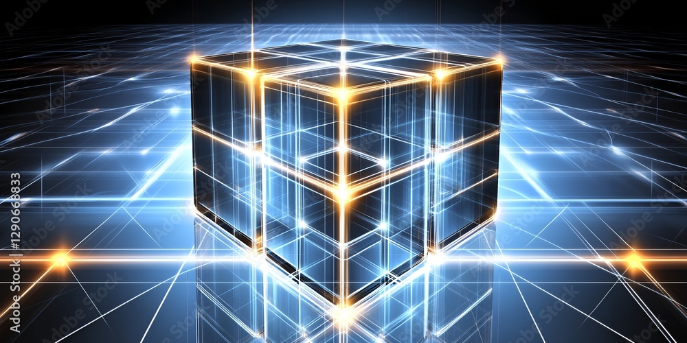 Poster futuristic digital cube network abstract data technology background