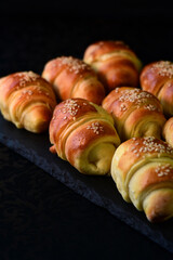 Traditional crescent rolls freshly baked