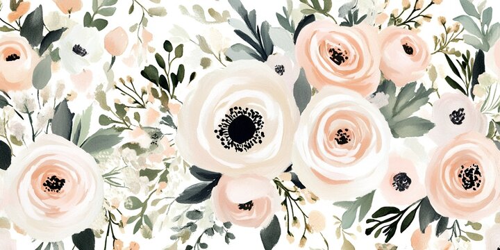 Elegant Peach and White Watercolor Floral Design Perfect for Wedding Invitations or Home Decor