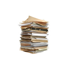 A Towering Pile of Disorganized Paperwork and Office Folders