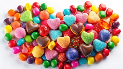 Colorful Heart-Shaped Candies Arranged Delightfully for Valentine's Day