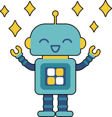 かわいいロボットのキャラクター　キラキラ笑顔