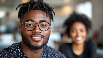 Confident Young Black Man with Dreadlocks Smiling in Modern Setting